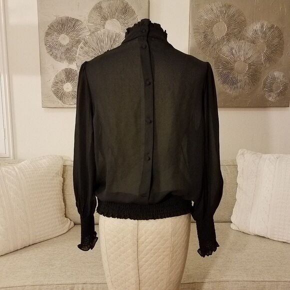 FRAME Ruffle Front Smocked Blouse - Picture 4 of 8